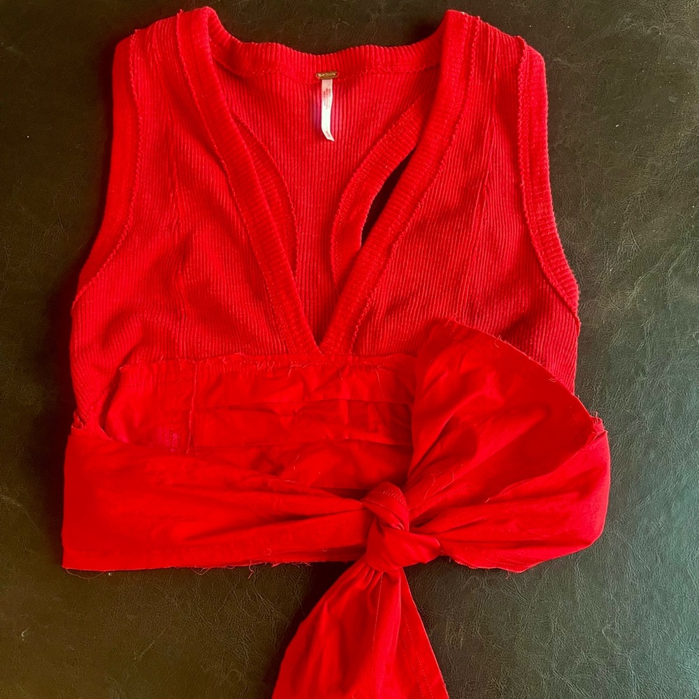 Free People red tuxedo shirt size medium